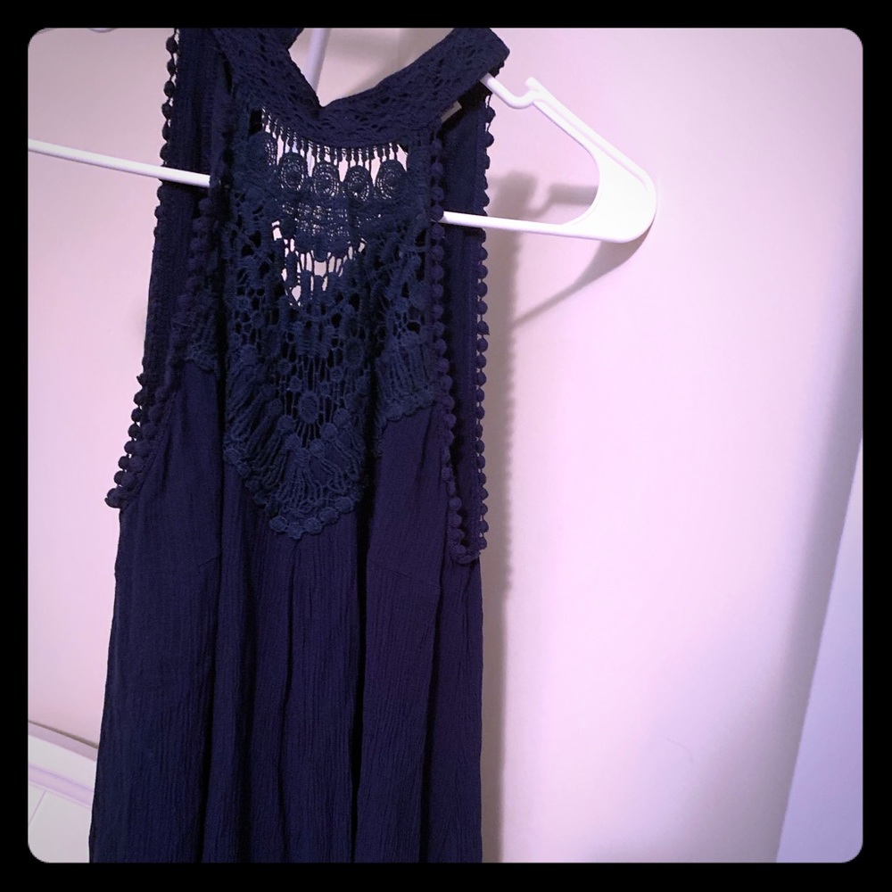 ❗️Cute Navy Lace Neck Dress